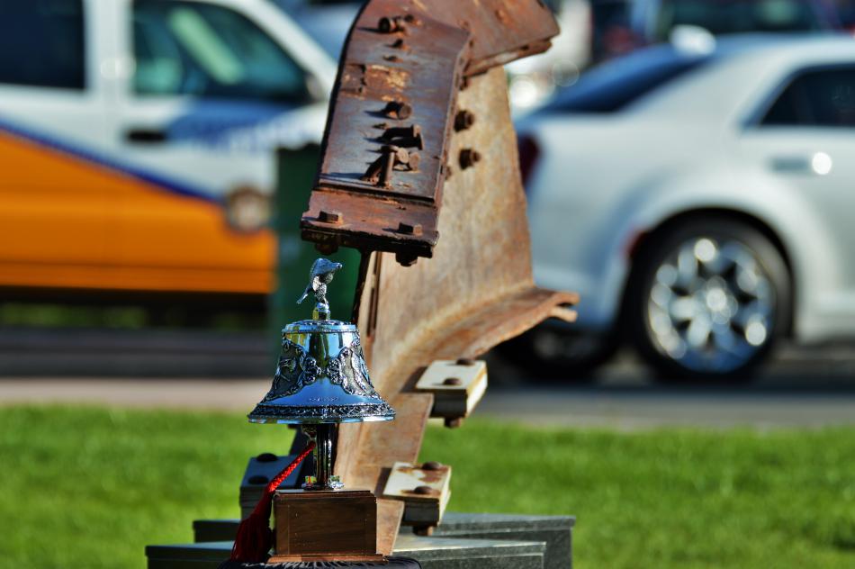File photo by Brett Fisher. A side view of the beam at the Sept. 11 Memorial at Mills Park.