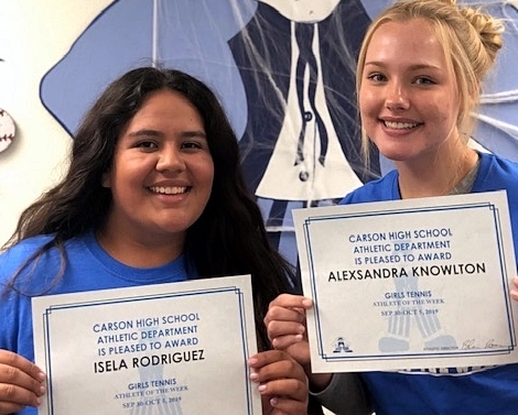 CHS Athletic Department’s Athlete's of the Week are Isela Rodriguez and Alexsandra Knowlton.
