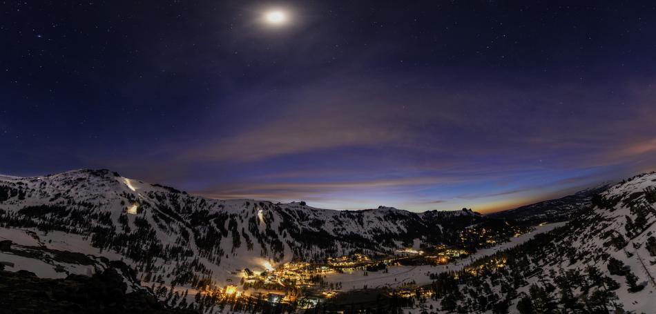 Evening sets in at Kirkwood Mountain Resort.