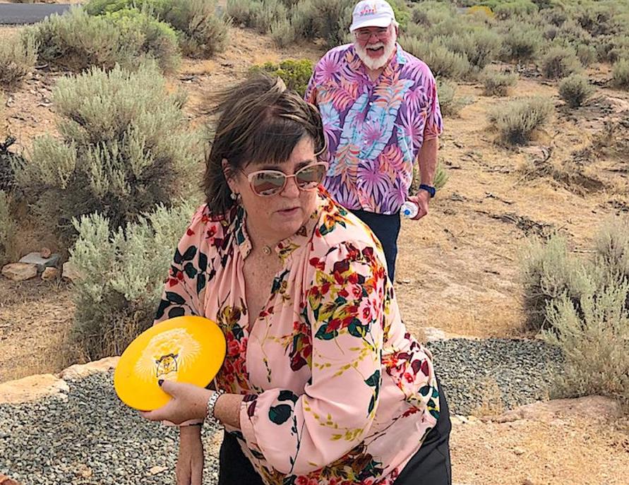 Lori Bagwell plays disc golf at new Carson Ridge Disc Golf Park.