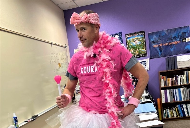CHS teacher Joe Thornburg, the winning contestant in the HOSA fundraiser.