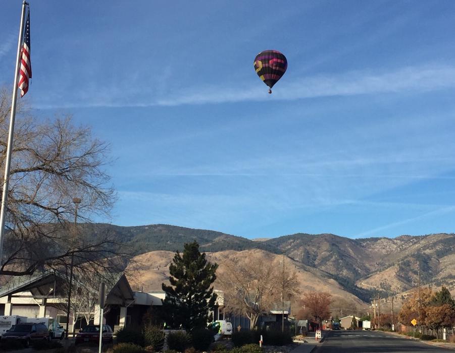 A balloon over Carson City on Sunday. A weather pattern change is expected by late Tuesday for the region.