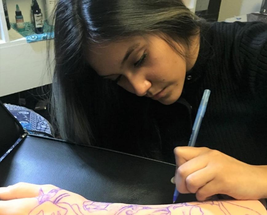 CHS senior Tania Samara Fernandez working on her Senior Project, a graduation requirement.
