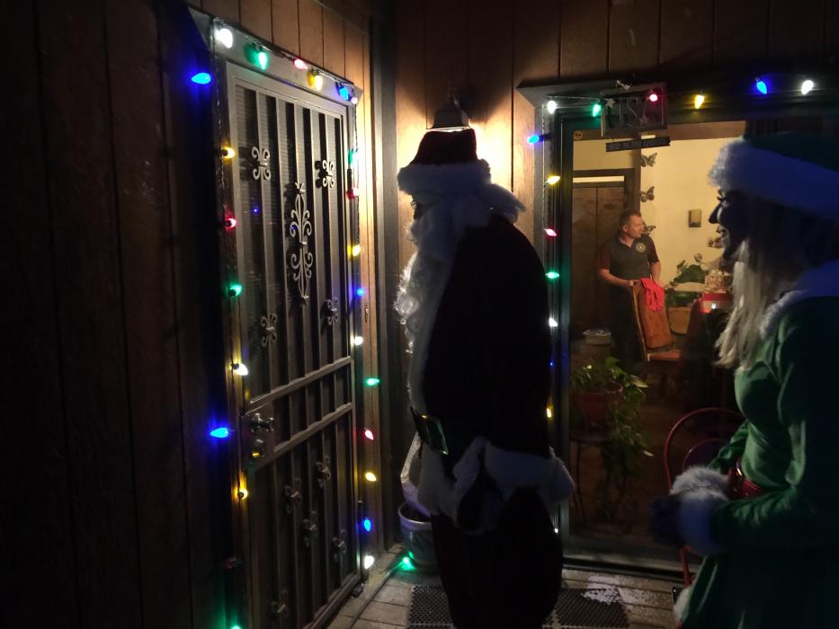 Santa Nick readies for his appearance at the Parker home.