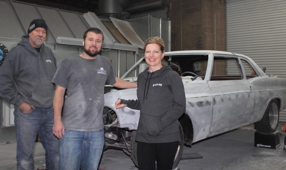 NV Auto Body is under new ownership. Pictured from left: Scott Carey, employee Brooks Hutchins, and owner Susan Maroc.