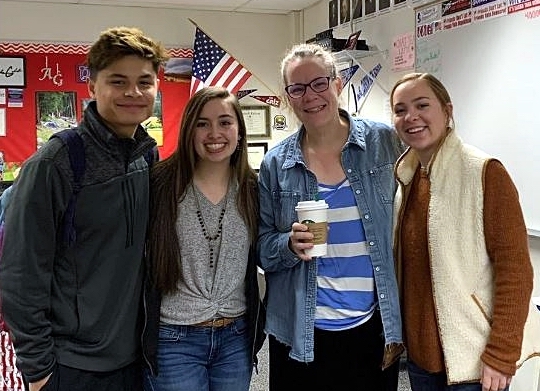CHS FBLA members surprise their adviser Angila Golik with Starbucks.