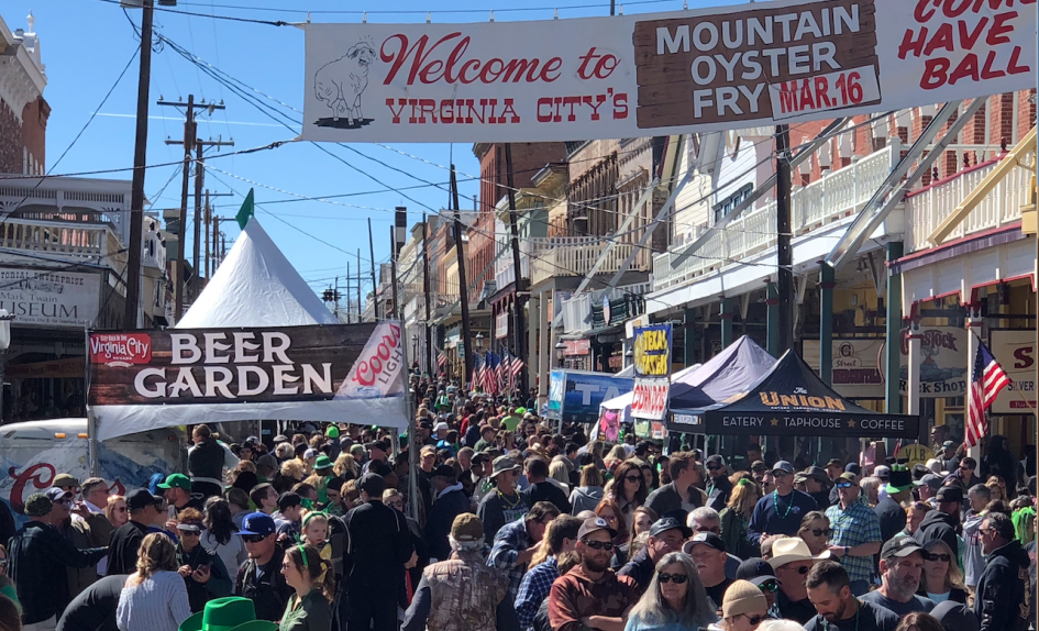 Virginia City hosts the annual Rocky Mountain Oyster Fry and St. Patrick’s Day celebration. Photo by Visit Virginia City.