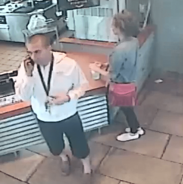 This unidentified couple and another couple, who have been identified, are sought for questioning about a stolen employee phone.