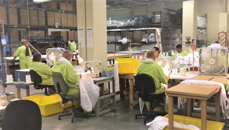 Offenders at Lovelock Correctional Center manufacture medical gowns.