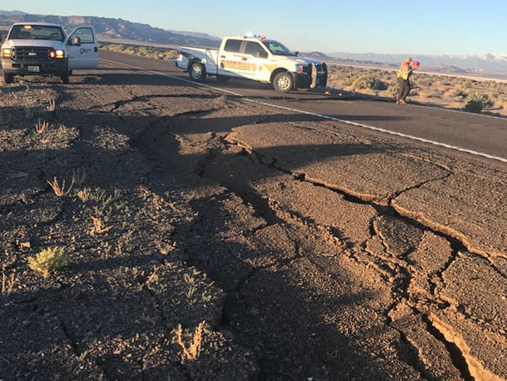 A magnitude 6.5 earthquake struck May 15 near Tonopah. Photo courtesy Esmeralda County