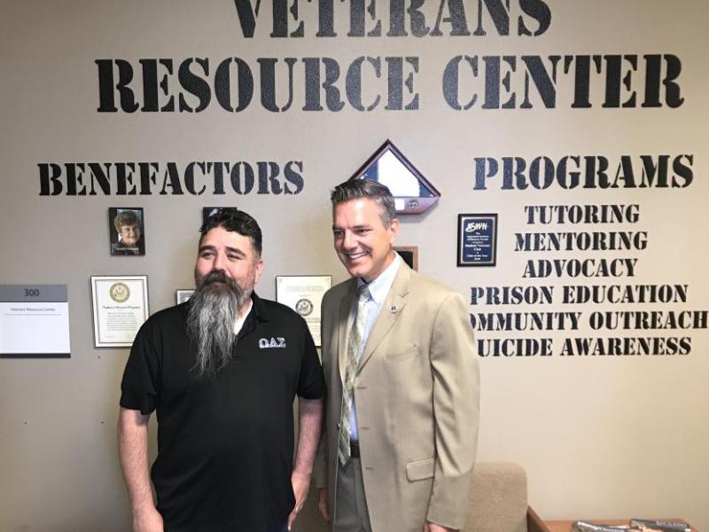 Wells Fargo Northern Nevada Region President Yanus Nelson, right, with WNC Veterans Resource Center Coordinator Vincent Rivera