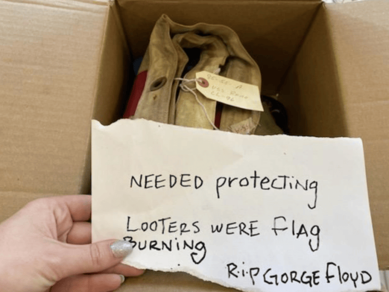Flag from U.S.S. Reno taken from city hall during riots anonymously returned to News 4 (Photo courtesy: Kenzie Margiott)
