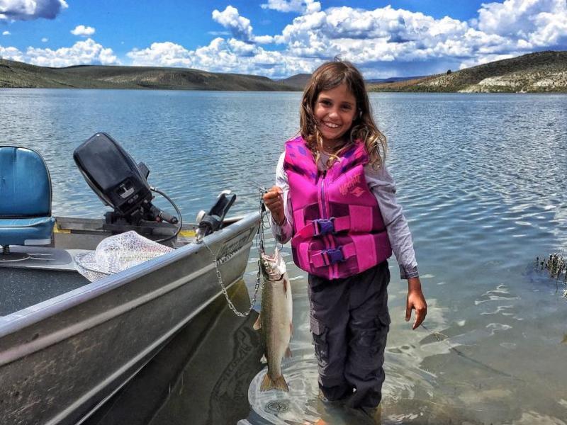 Tarrah Newell with her catch last fall at Wall Canyon Reservoir. Saturday is Nevada's annual Free Fishing Day.
