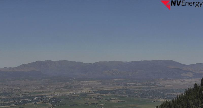 NV Energy's fire cam Monday from Ridge Tahoe on the alertwildfire.org website.