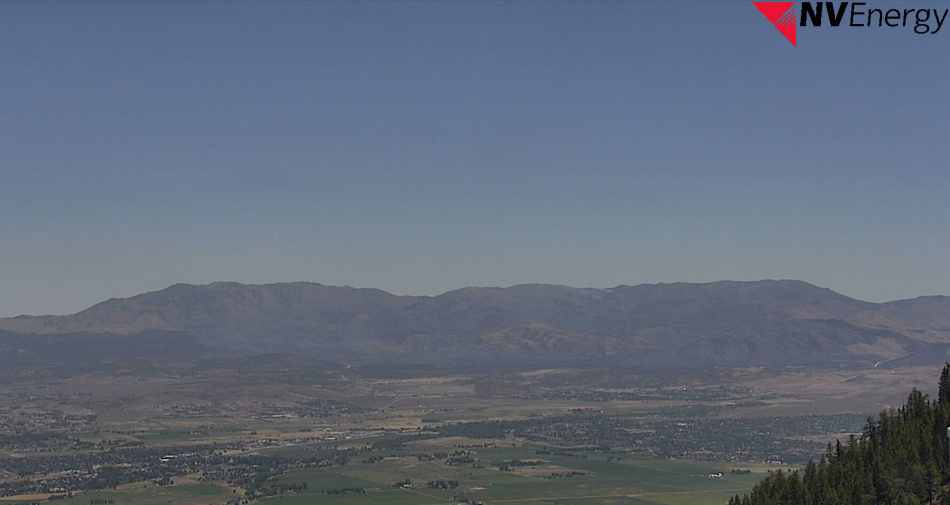NV Energy's fire cam Monday from Ridge Tahoe on the alertwildfire.org website.