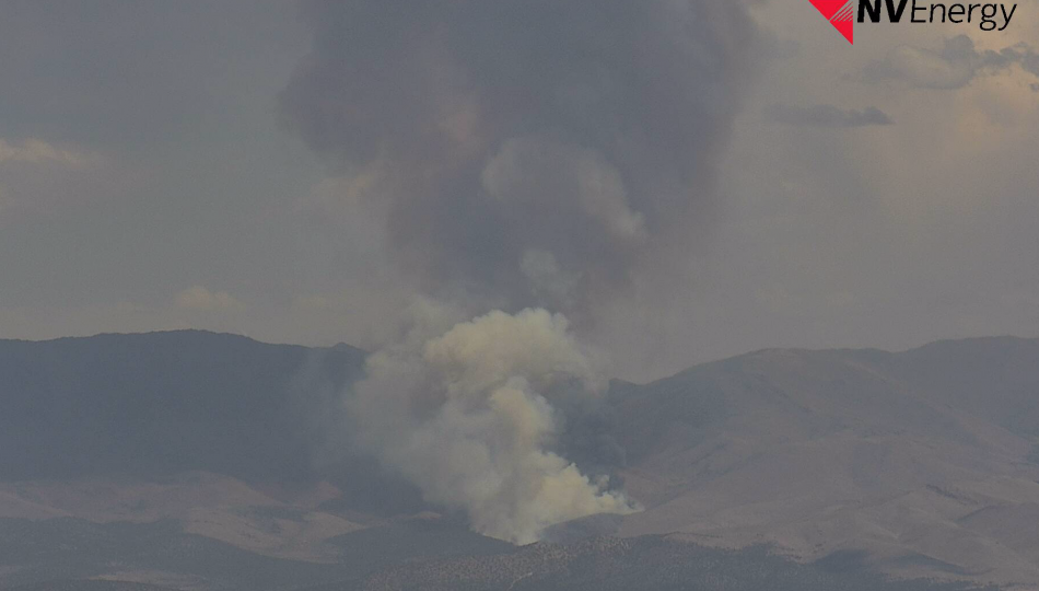 The NV Energy fire cam of the Numbers Fire on Monday, July 6 from the Ridge Tahoe
