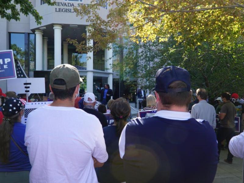 Pro law enforcement demonstrators gathered Thursday at the Nevada Legislature. Photo by Kelsey Penrose