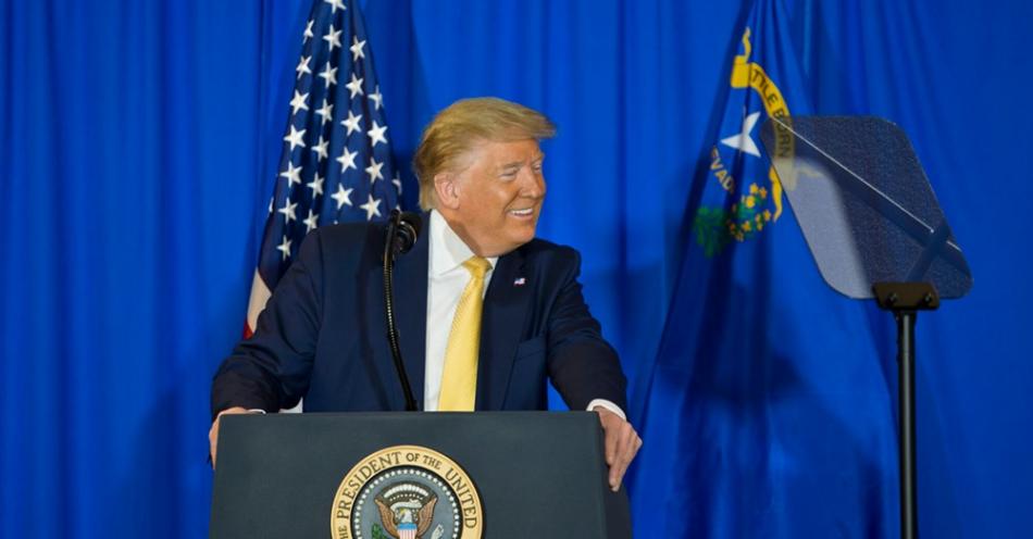 President Donald Trump speaks in Las Vegas on Feb. 20, 2020. Photo courtesy, Daniel Clark
