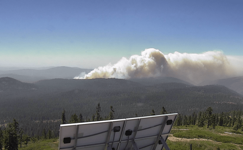 AlertWildfire.org photo Tuesday of the Fork Fire burning on the Eldorado National Forest.