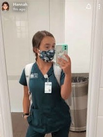 CHS graduate Hannah Golik sporting her Nevada Wolf Pack mask made by Cathy Barbie.