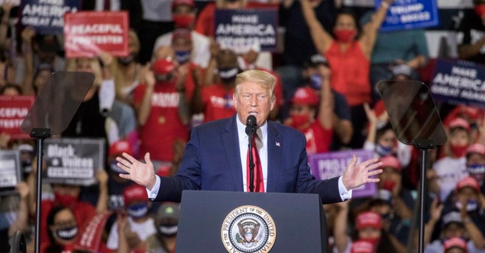 President Donald Trump speaks during a rally in Henderson on Sunday, Sept. 13, 2020. (Jeff Scheid/The Nevada Independent)