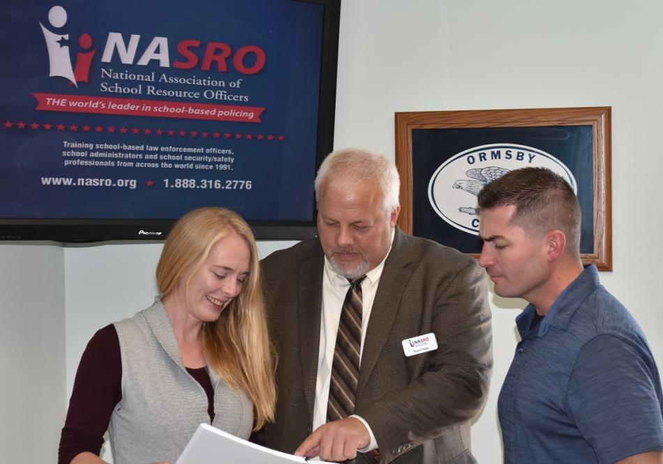 Carson City Deputy Sheriff Martha Tschetter, NASRO Instructor Russ Davis, and Carson City Sheriff’s Sgt. Matt Smith.