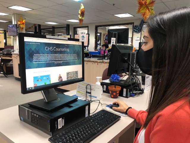 CHS student Brianna Barajas exploring the CHS Counseling website.