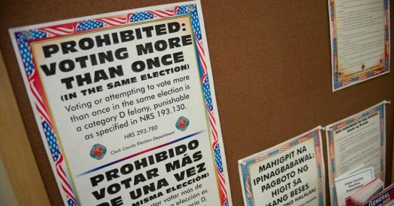 Signage as seen inside the Clark County Election Department in North Las Vegas. Daniel Clark, The Nevada Independent)