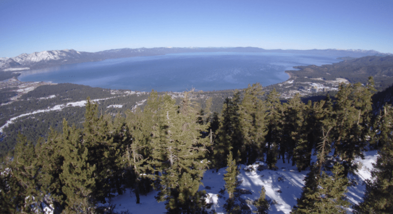 Blue skies are expected today with wind, light valley rain and Sierra snow Friday. Photo at Heavenly via Alertwildfire.org