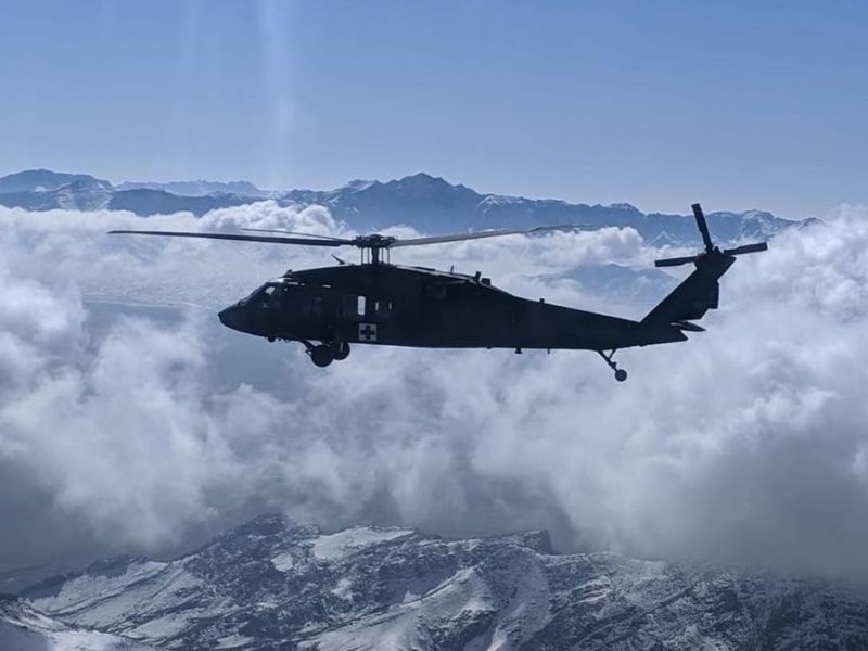 A 238 helicopter over Afghanistan. Photo courtesy Nevada National Guard.