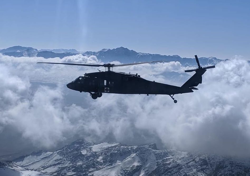 A 238 helicopter over Afghanistan. Photo courtesy Nevada National Guard.