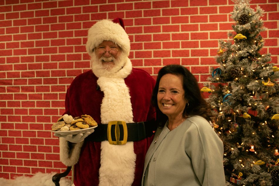 Debbie Barham, HR & Business Manager, partners with Santa to help children at Lucille Packard Children’s ’s Hospital at Stanford