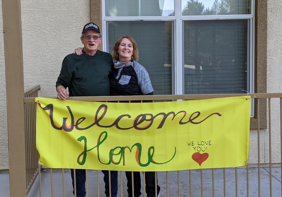 Bill, with his daughter, Debbie, is one of the first to move to Mountain Lakes Estates Retirement Living.
