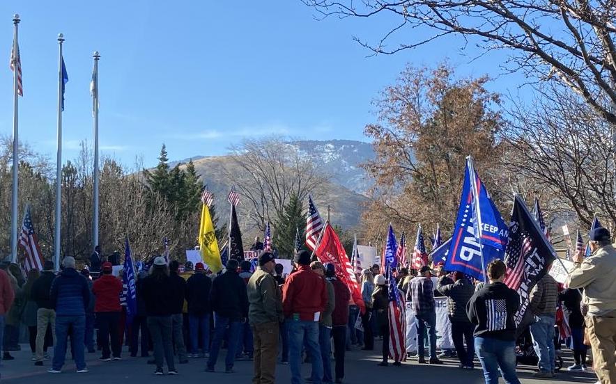 File photo. Demonstrators gathered at the Carson City Courthouse on December 3.