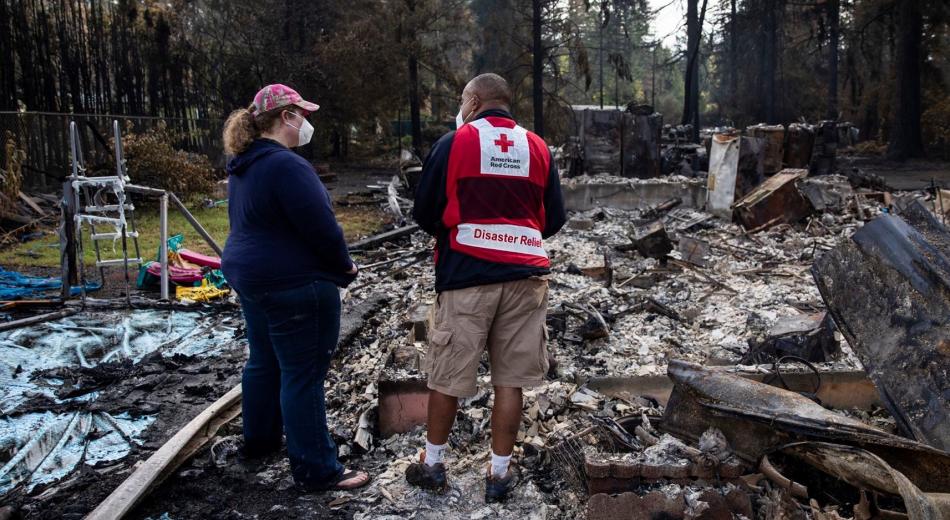 American Red Cross members of the DAT team respond to local home fires, which can destroy nearly everything a family owns.