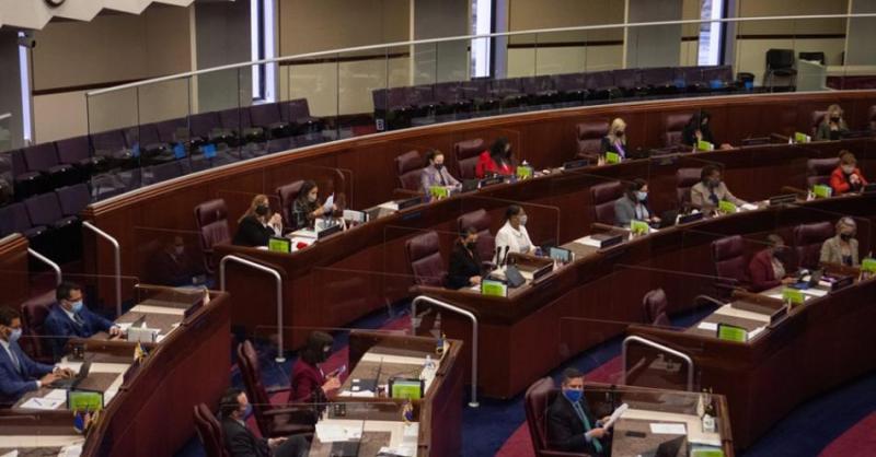 Members of the Assembly during the floor session inside the Legislature on March 9, 2021. David Calvert, Nevada Independent)