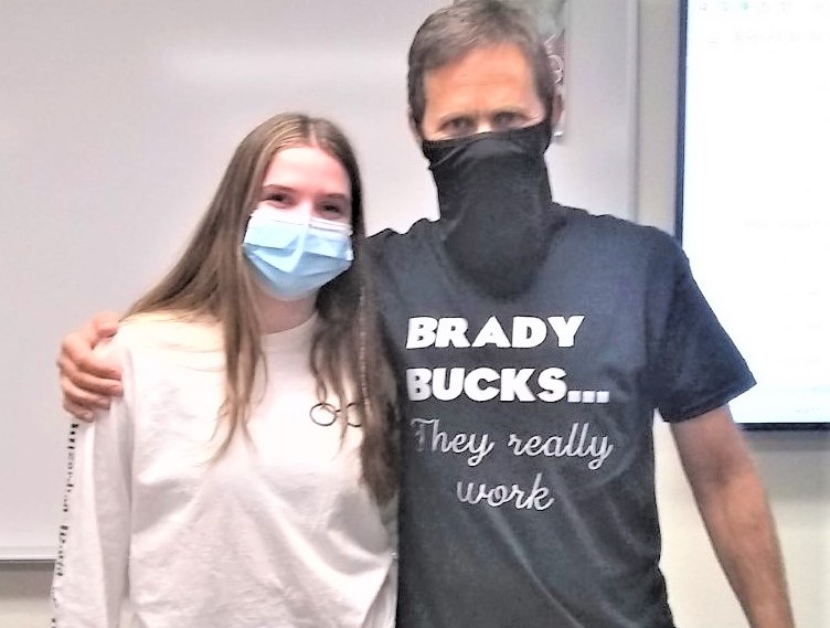 CHS student Annika Bruketta creates a T-shirt for her Honors English I teacher.