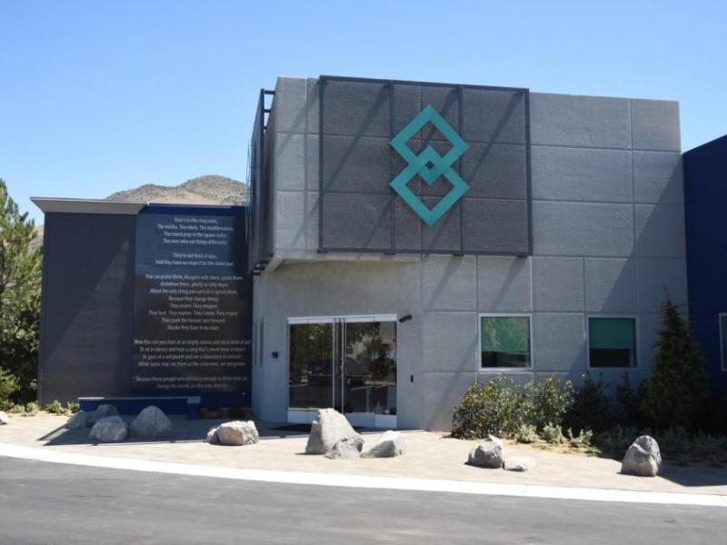The front of the office building for Blockchains. (David Calvert/The Nevada Independent).