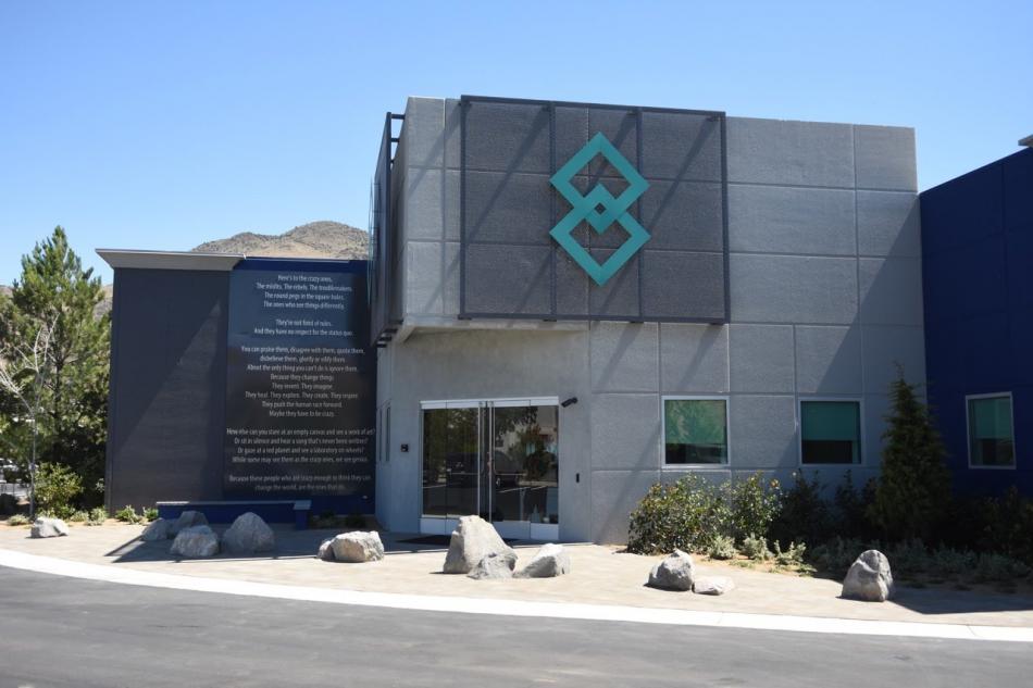 The front of the office building for Blockchains. (David Calvert/The Nevada Independent).