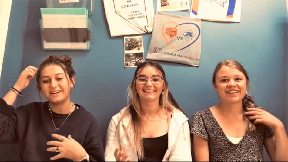 CHS Leadership students Sarah Wiggins, Angelica, and Julia Kaiser.