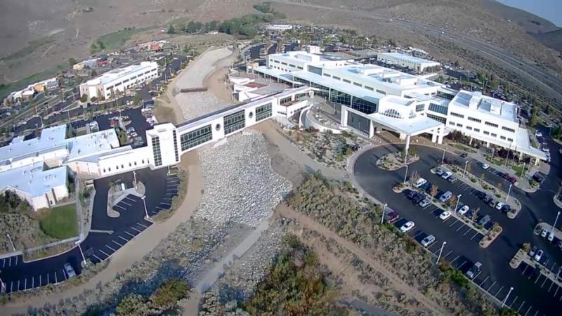 The enclosed structure bridges across Eagle Valley Creek providing patients, staff, and visitors convenient access.