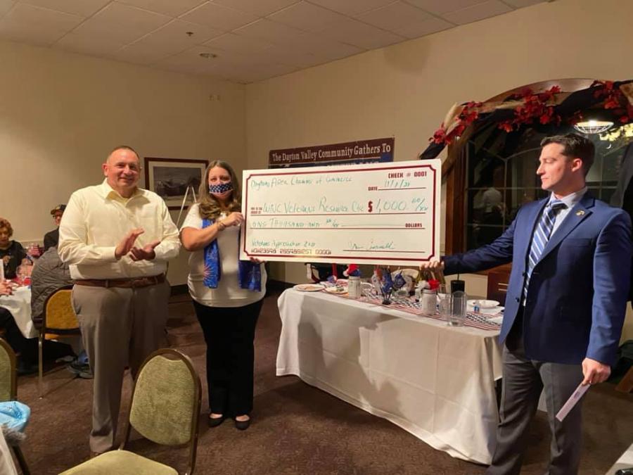 Dr. Vincent Solis is Presented $1,000 check for WNC Veterans Resource Center