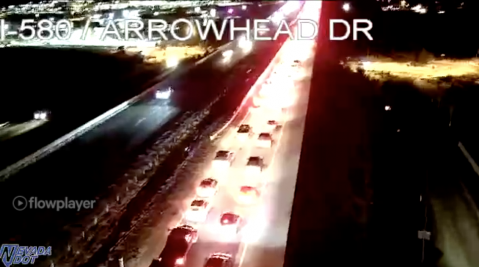 580 and Arrowhead in Carson City at 6:30 p.m. Monday. I-580 through Washoe Valley closes at 7 p.m.