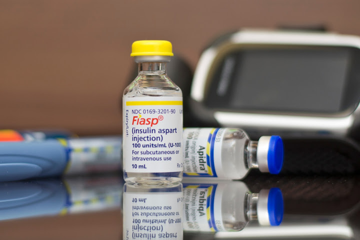 A photo illustration featuring arranged diabetes medication and blood glucose meter. Daniel Clark/The Nevada Independent