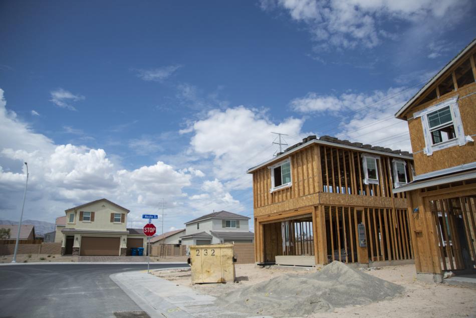 Homes under construction in North Las Vegas on Friday, July 30, 2021. (Daniel Clark/The Nevada Independent)