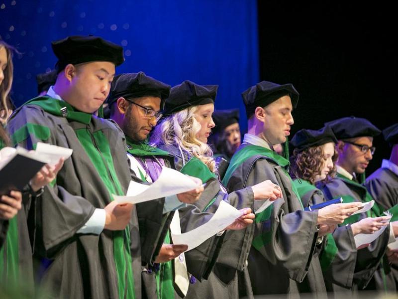 Medical students in their fourth year at the University of Nevada, Reno School of Medicine recite the Physician’s Oath.