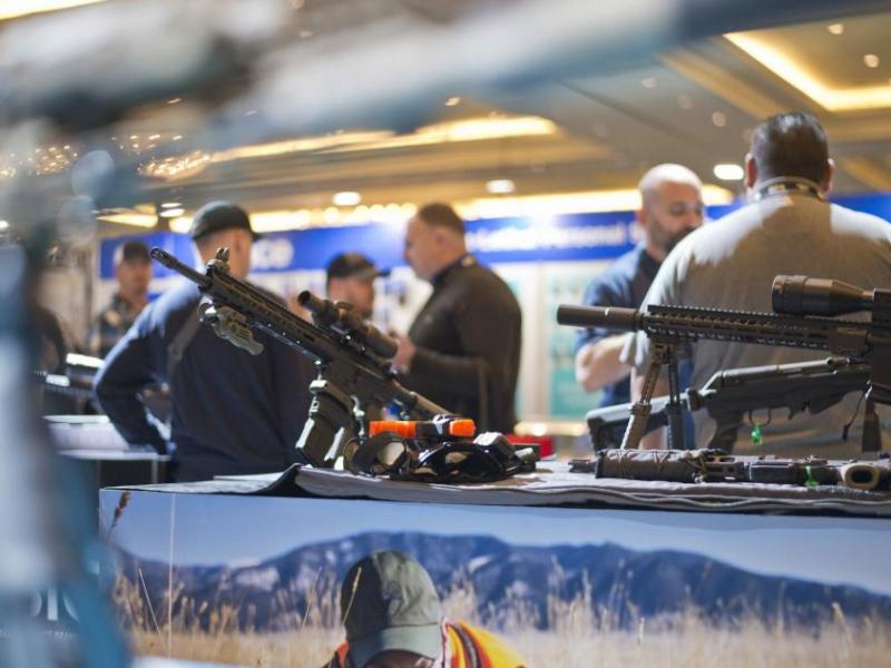 Firearms and accessories as seen on display at a Las Vegas convention Jan. 21, 2020. Daniel Clark/The Nevada Independent