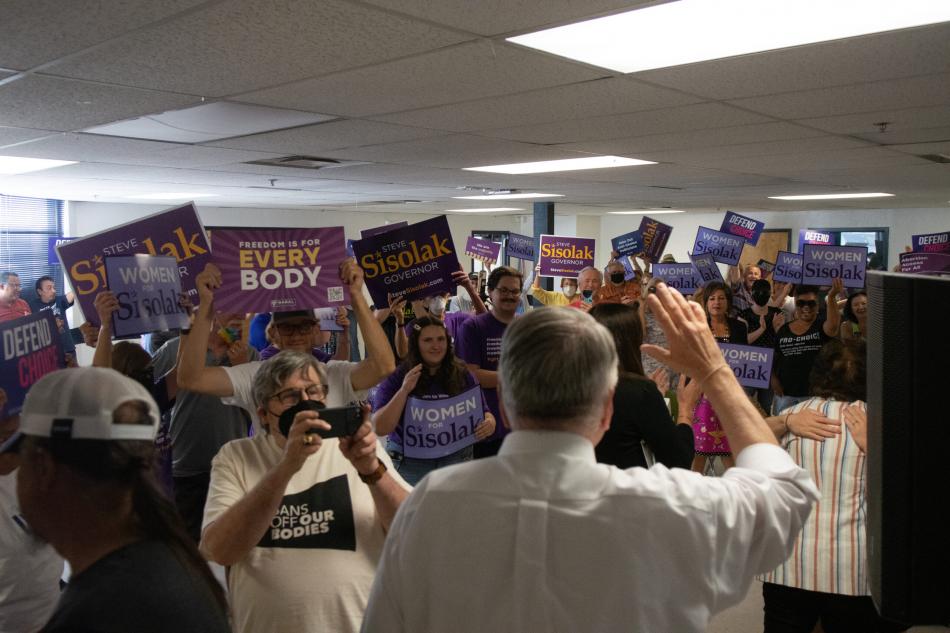 Governor Steve Sisolak at an abortion rights rally in Reno on Aug. 19. (David Calvert/The Nevada Independent)