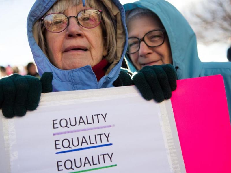 These women participated in the Reno Women's March on Washington on January 21, 2017 in Downtown Reno. (Photo by David Calvert)