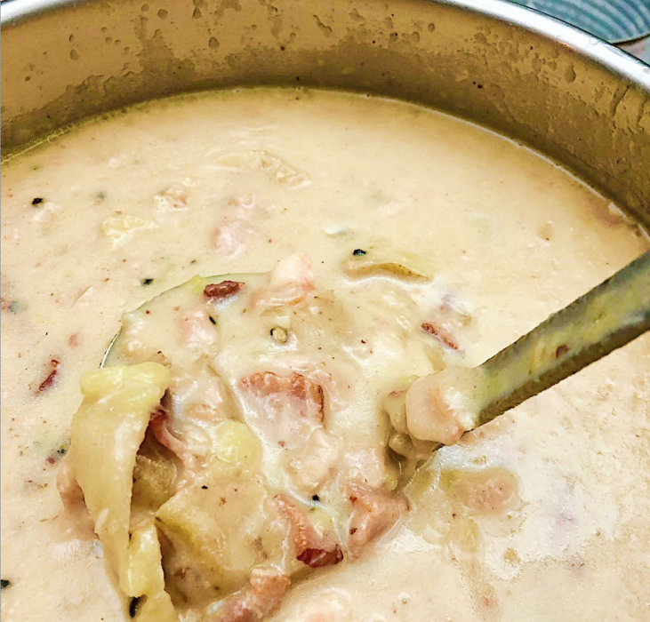 Chuck McCray has created a New England Clam Chowder based on the recipe offered by Herman Melville.